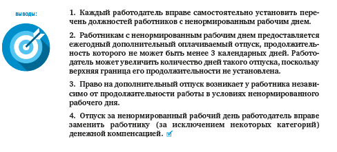 Разница между ненормированным рабочим днем и основным отпуском