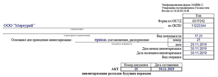 Порядок проведения инвентаризации доходов будущих периодов