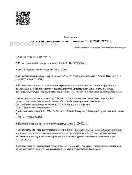 Какие нарушения могут быть у врачей больницы Санкт-Петербурга святого Георгия