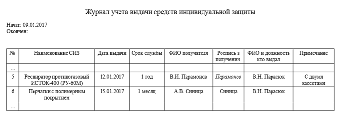 Порядок заполнения разделов журнала учета и содержания средств защиты