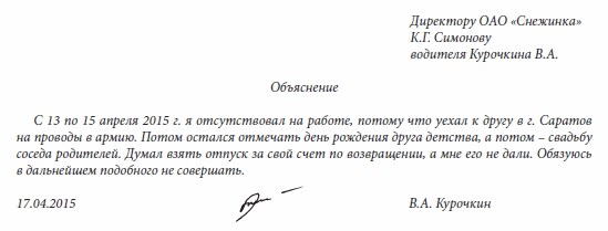 Правовые основы для вынесения приказа об отсутствии без уважительной причины